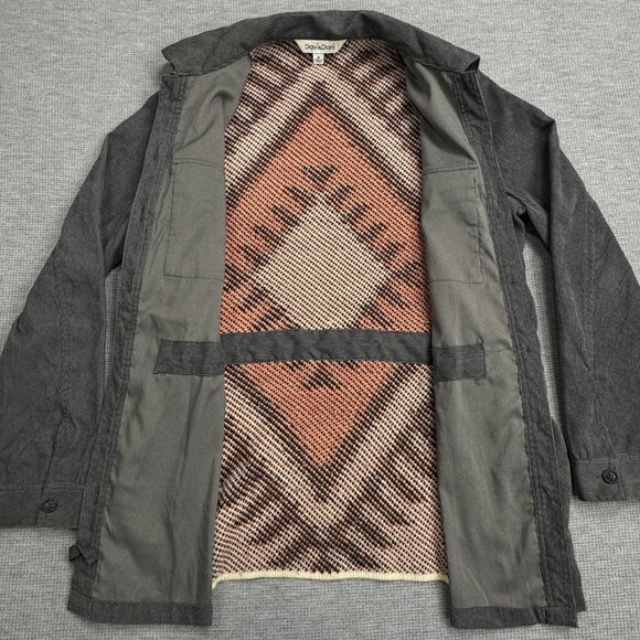 Davi & Dani Womens Size M Gray Jacket Southwestern Aztec Corduroy Boho Shacket - Picture 5 of 16